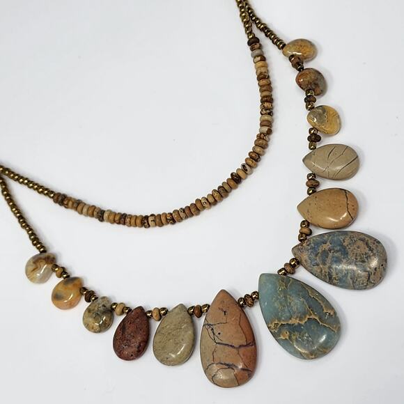 Marbled Stone Layered Boho Necklace - Picture 1 of 3
